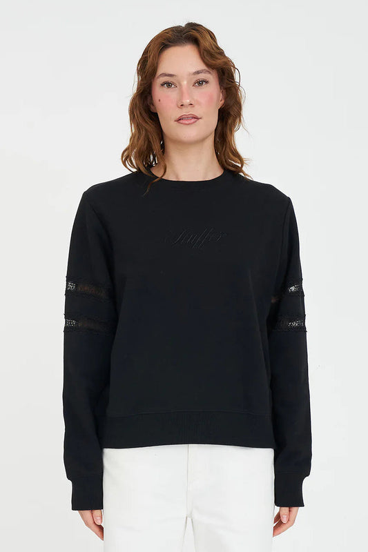 HUFFER CLASSIC CREW 350/CHERIE - BLACK - THE VOGUE STORE