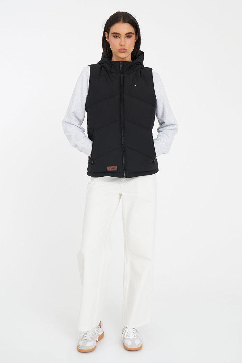HUFFER CLASSIC DOWN VEST - BLACK - THE VOGUE STORE