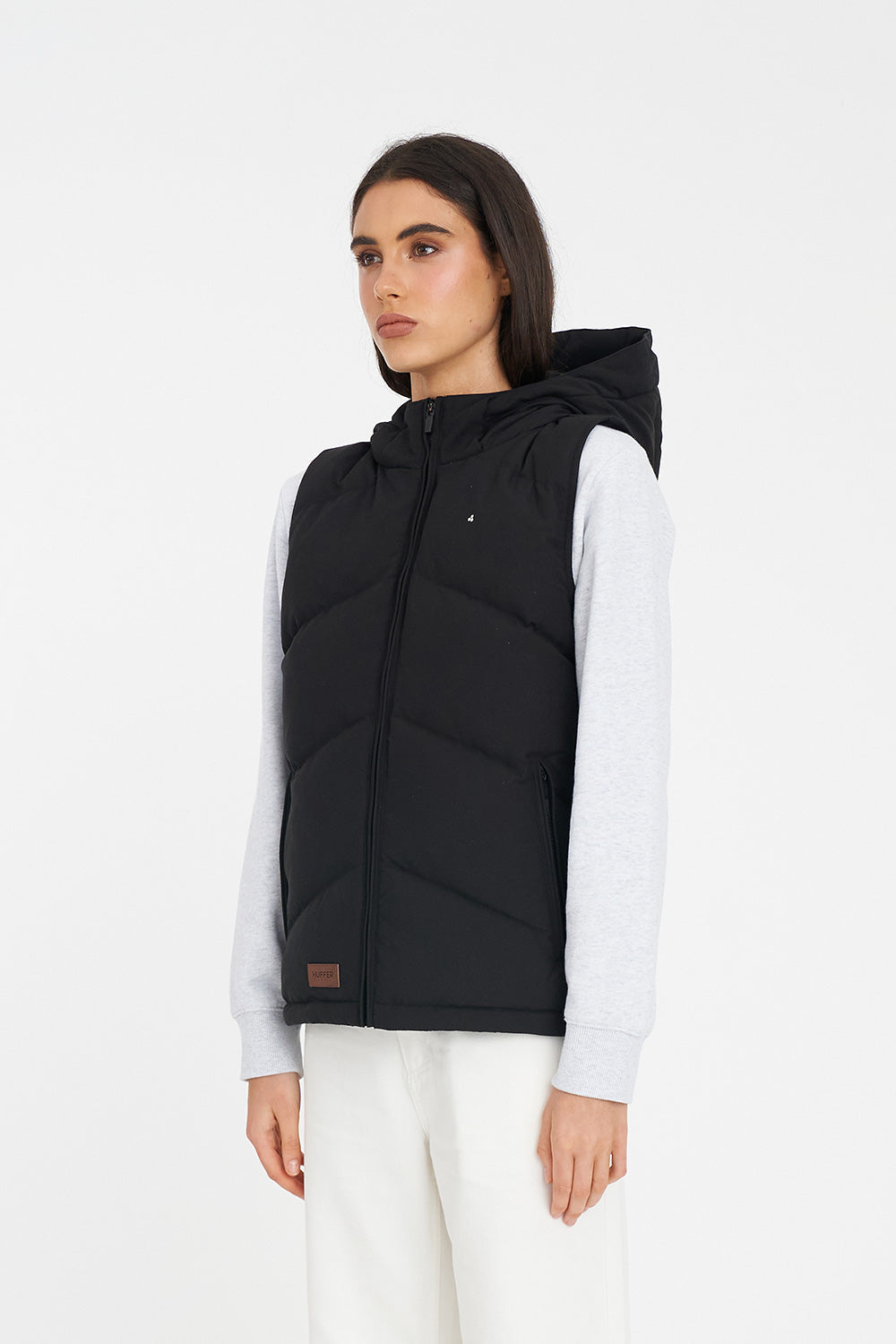 HUFFER CLASSIC DOWN VEST - BLACK - THE VOGUE STORE
