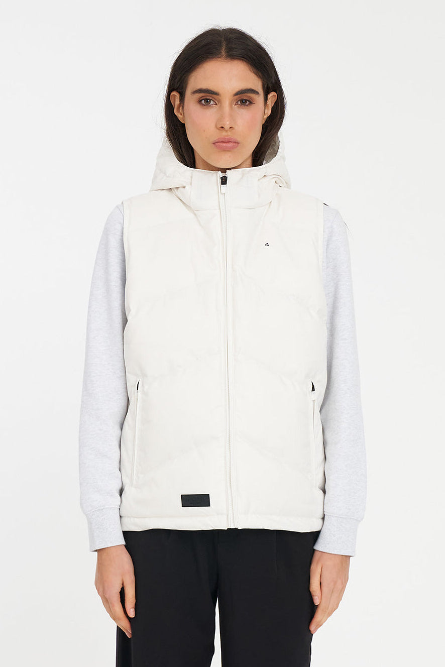 HUFFER WOMENS CLASSIC DOWN VEST - HERRINGBONE CHALK - THE VOGUE STORE