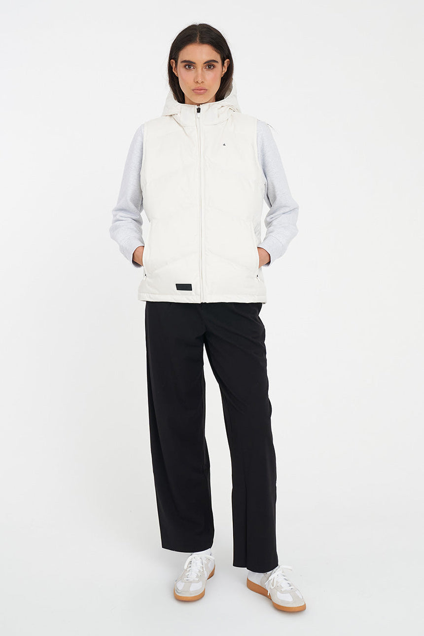 HUFFER WOMENS CLASSIC DOWN VEST - HERRINGBONE CHALK - THE VOGUE STORE