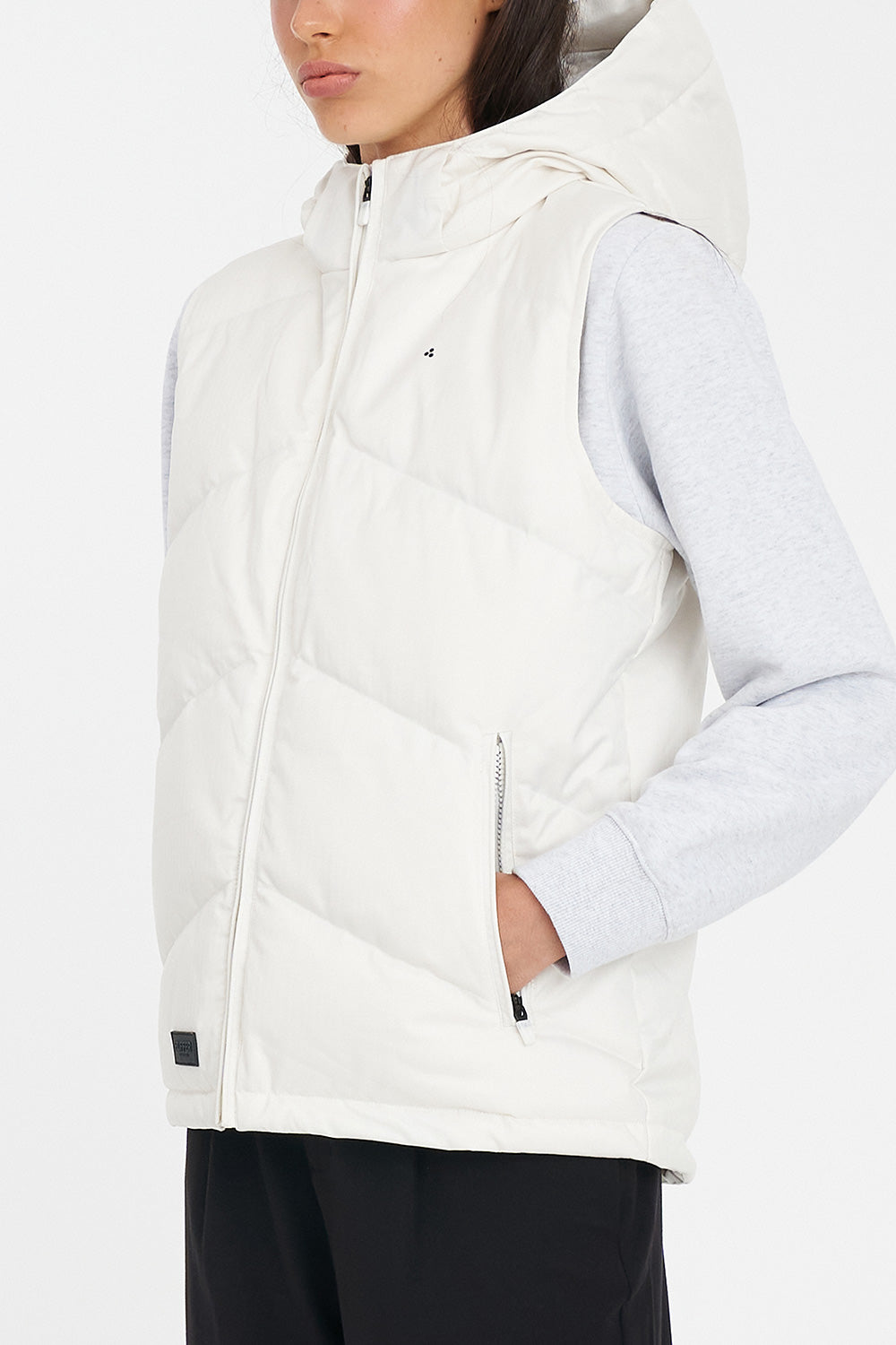 HUFFER WOMENS CLASSIC DOWN VEST - HERRINGBONE CHALK - THE VOGUE STORE