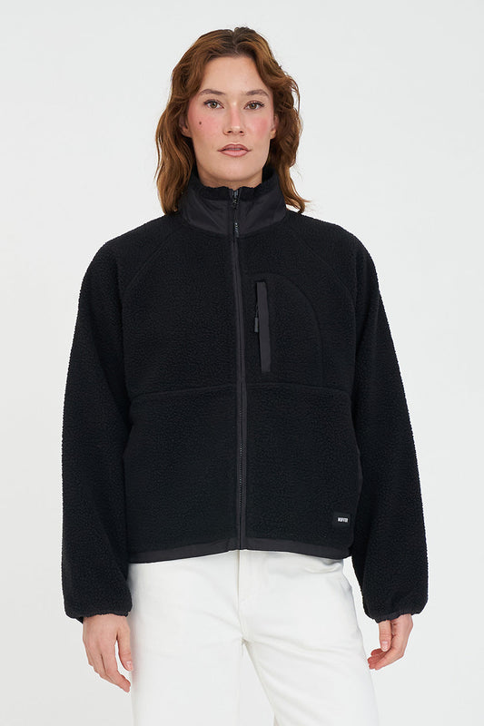 HUFFER POLAR FLEECE JACKET - BLACK - THE VOGUE STORE