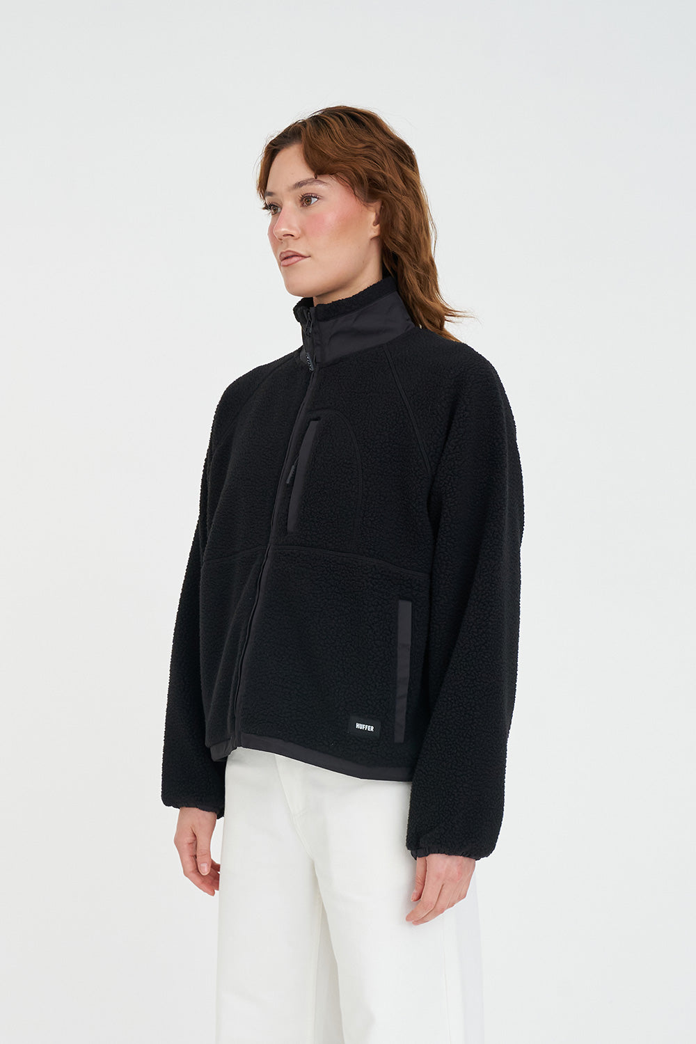 HUFFER POLAR FLEECE JACKET - BLACK - THE VOGUE STORE