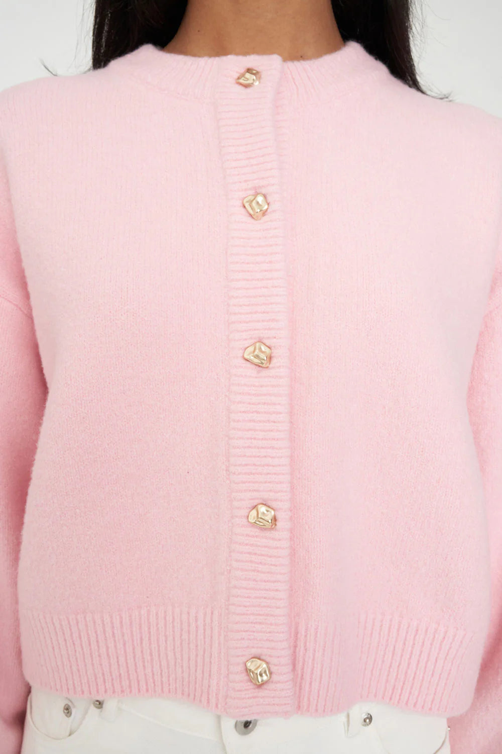 HUFFER ELLE CROP CARDIGAN - PALE ROSE - THE VOGUE STORE