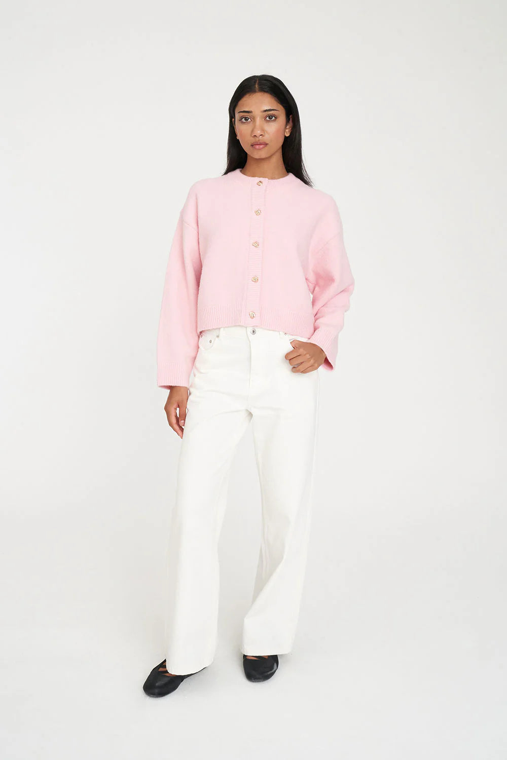 HUFFER ELLE CROP CARDIGAN - PALE ROSE - THE VOGUE STORE