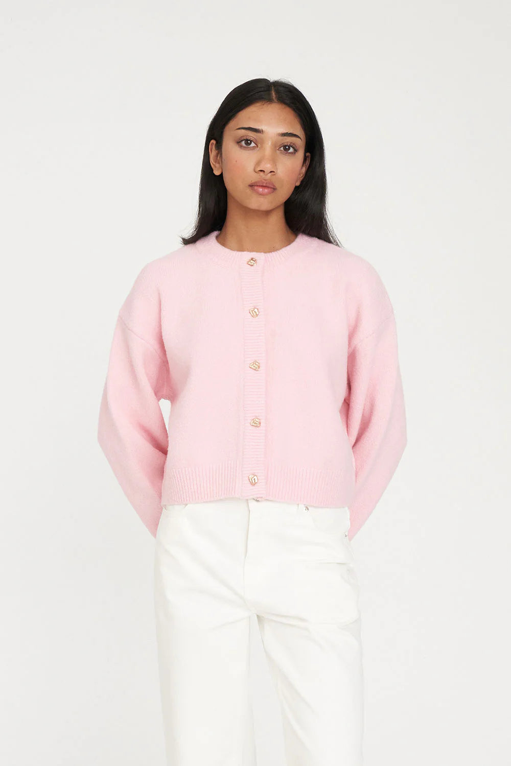HUFFER ELLE CROP CARDIGAN - PALE ROSE - THE VOGUE STORE