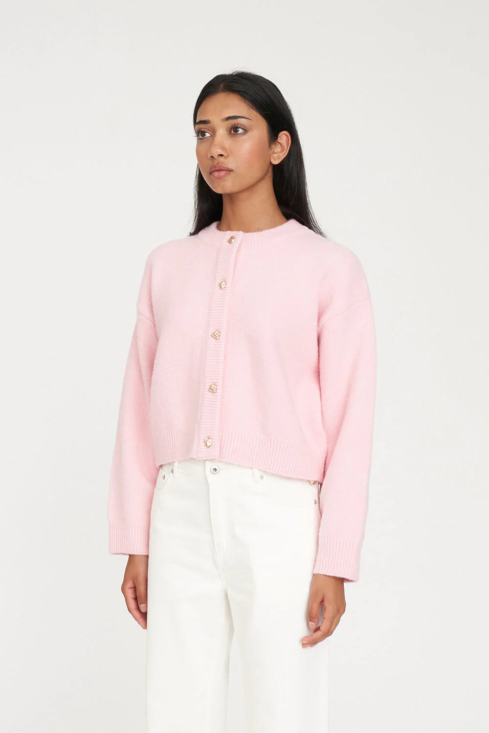 HUFFER ELLE CROP CARDIGAN - PALE ROSE - THE VOGUE STORE