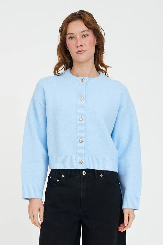 HUFFER ELLE CROP CARDIGAN - ICEBERG - THE VOGUE STORE