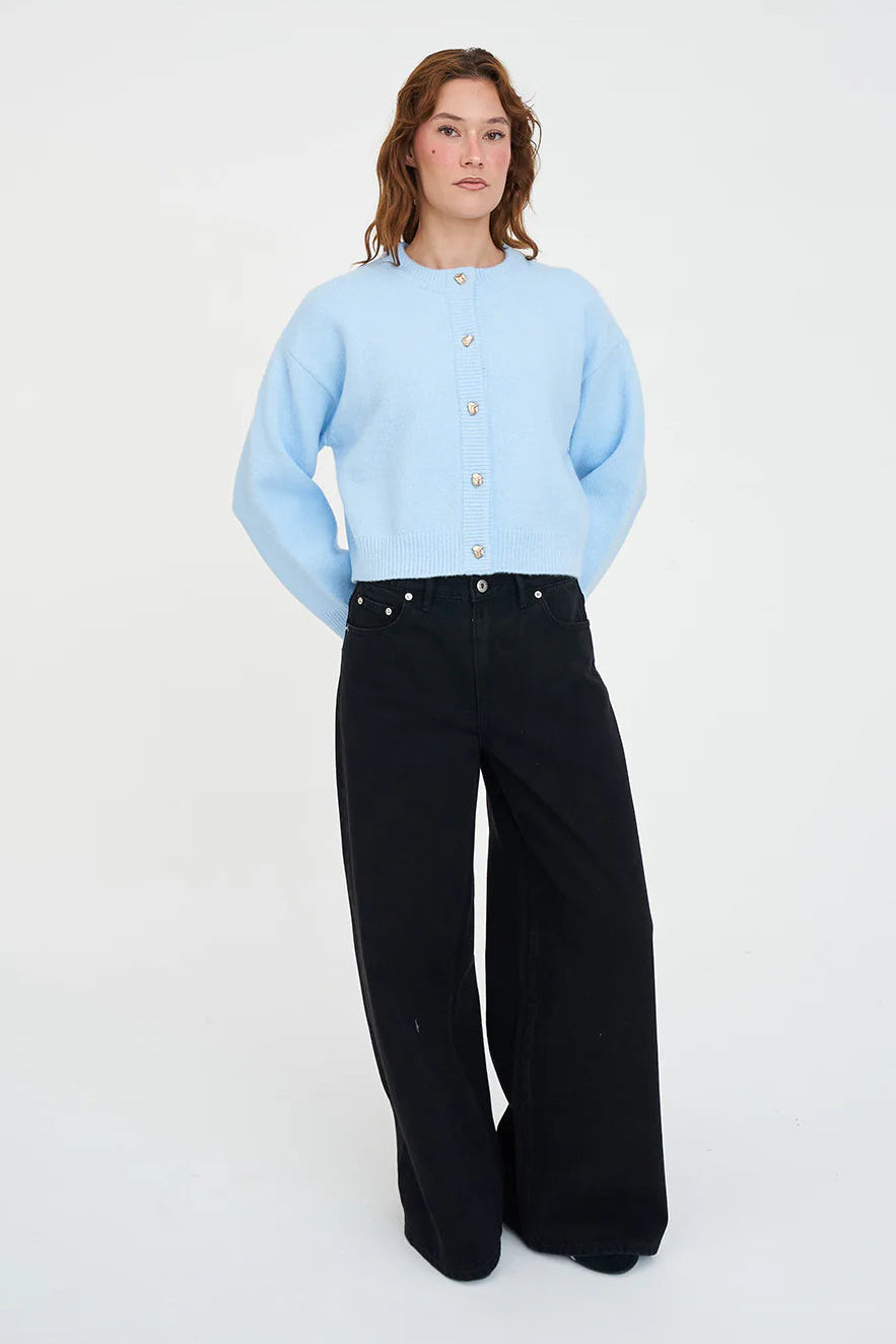 HUFFER ELLE CROP CARDIGAN - ICEBERG - THE VOGUE STORE