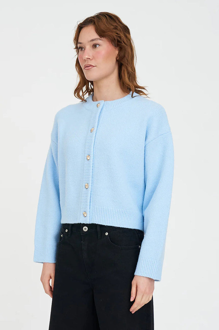 HUFFER ELLE CROP CARDIGAN - ICEBERG - THE VOGUE STORE