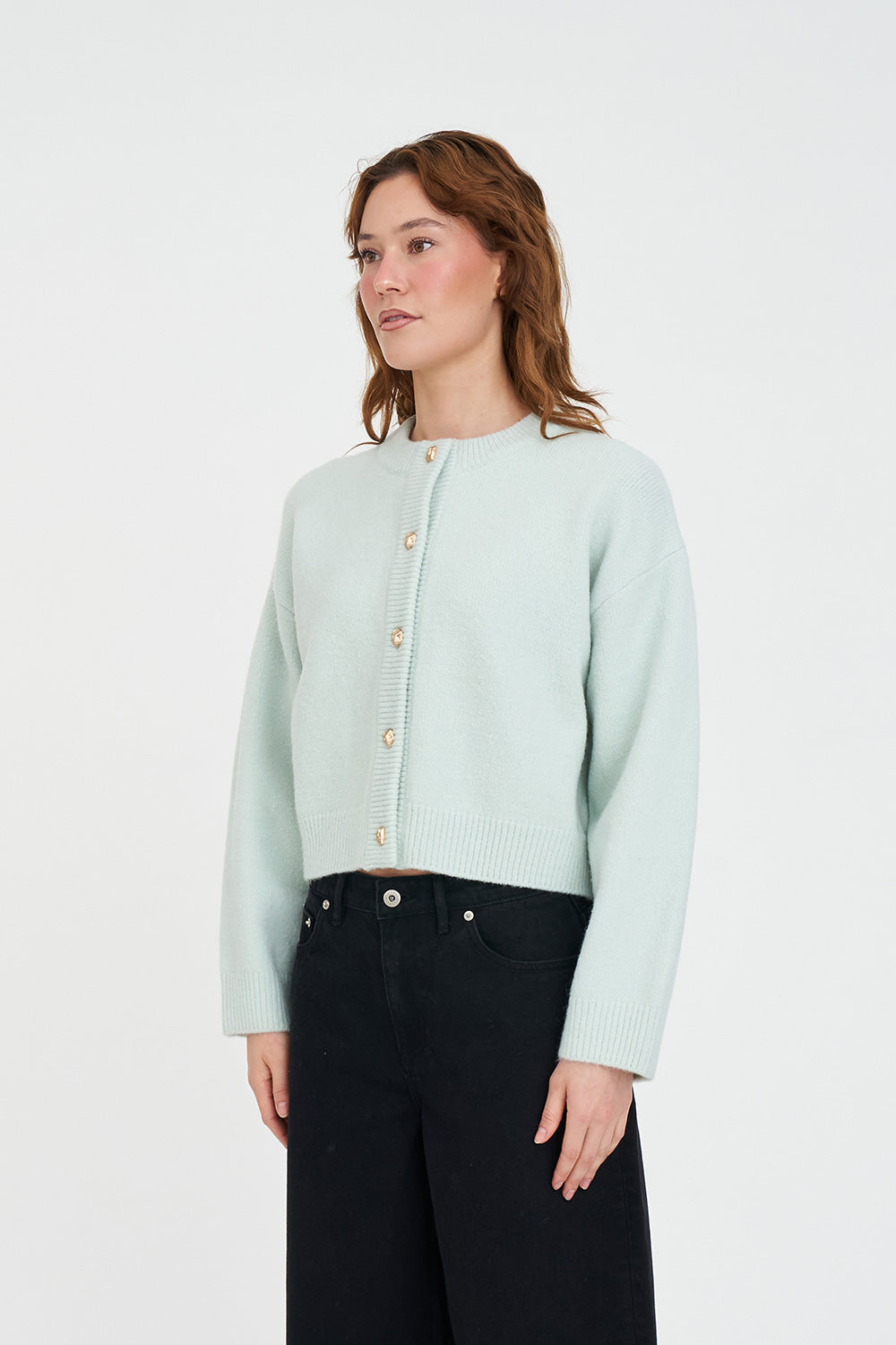HUFFER ELLE CROP CARDIGAN - MINT - THE VOGUE STORE