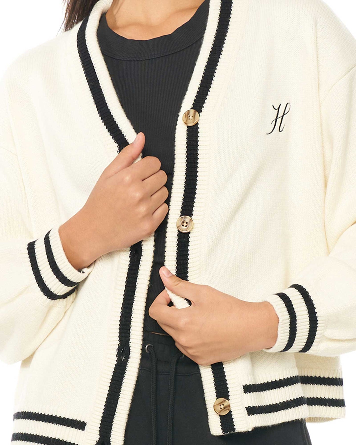 HUFFER ACES KNIT CARDIGAN - PUTTY - THE VOGUE STORE