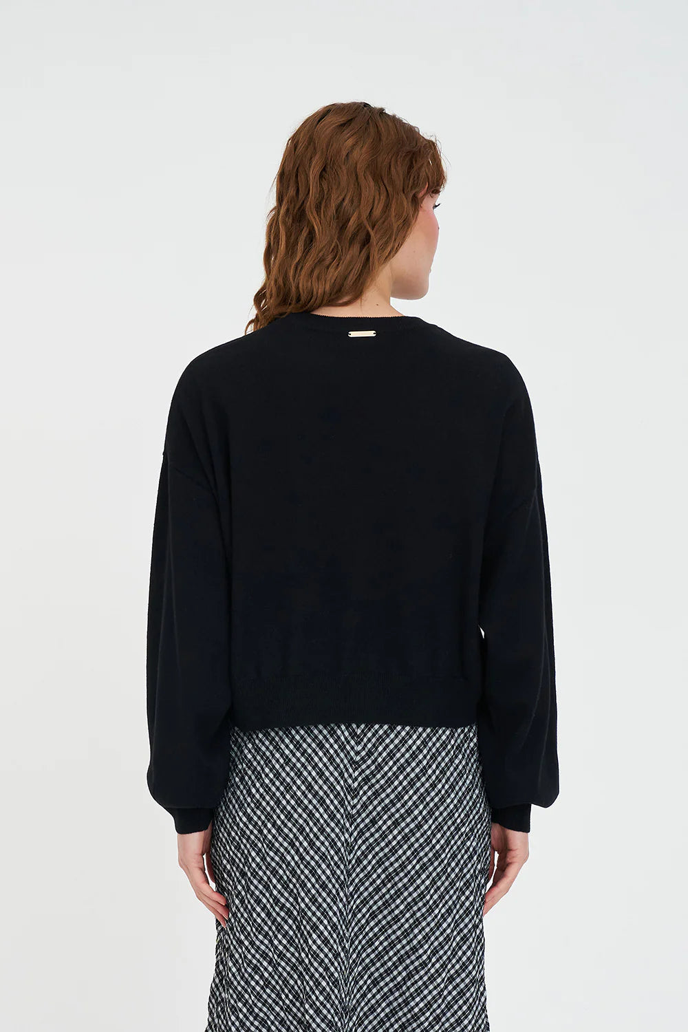 HUFFER MERINO BELLA CROP KNIT - BLACK - THE VOGUE STORE