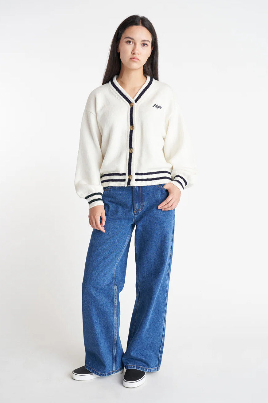 HUFFER ACES KNIT CARDIGAN - CHALK - THE VOGUE STORE