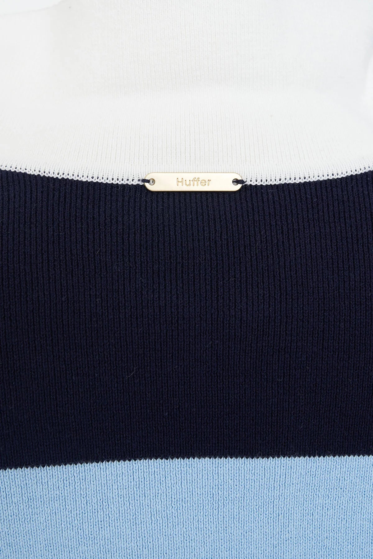 HUFFER SLOUCHY KNIT POLO BAY BLUE/NAVY - THE VOGUE STORE