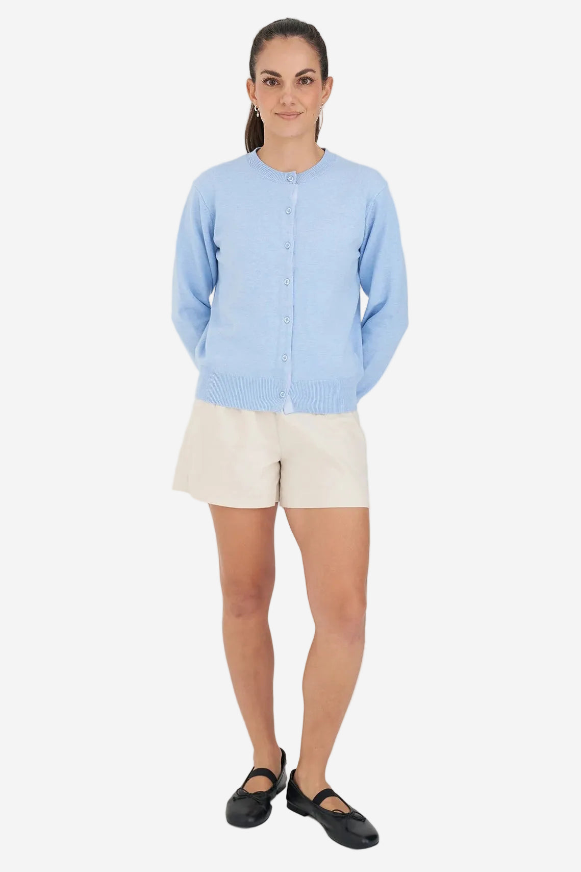 HUFFER CLASSIC BUTTON UP CARDIGAN - LIGHT BLUE - THE VOGUE STORE