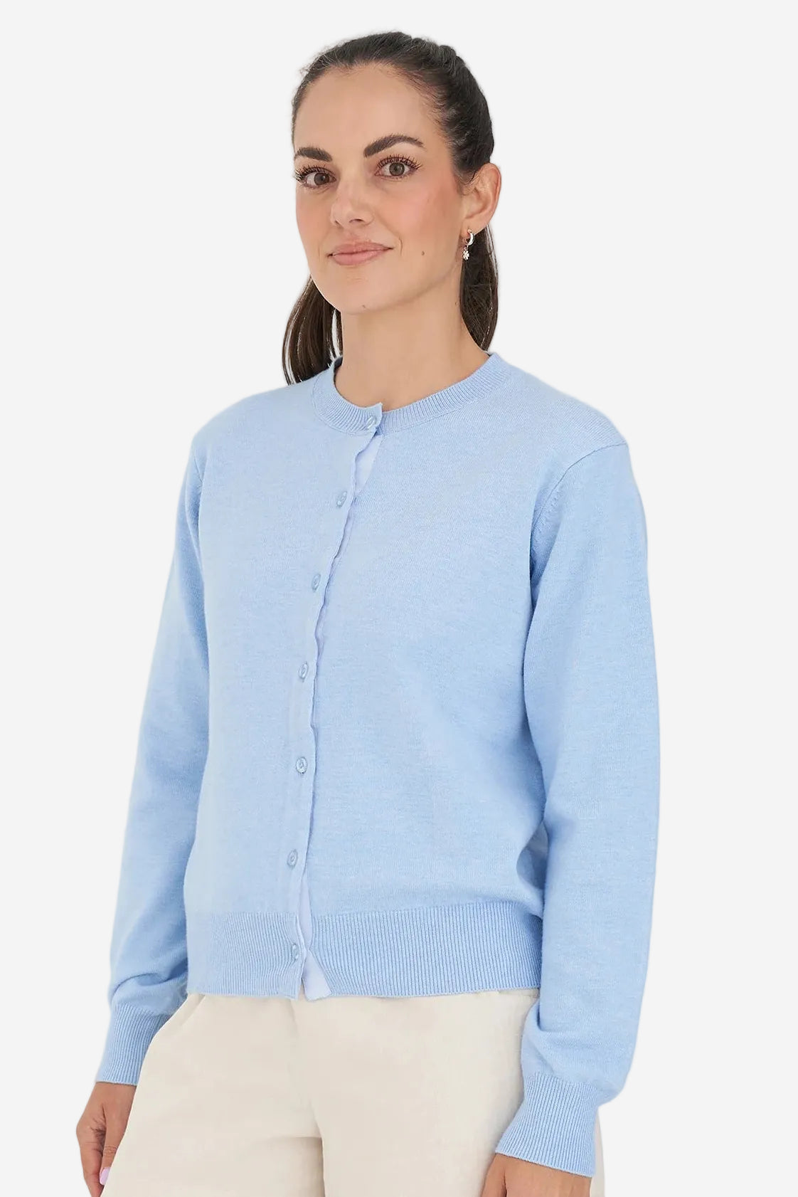 HUFFER CLASSIC BUTTON UP CARDIGAN - LIGHT BLUE - THE VOGUE STORE