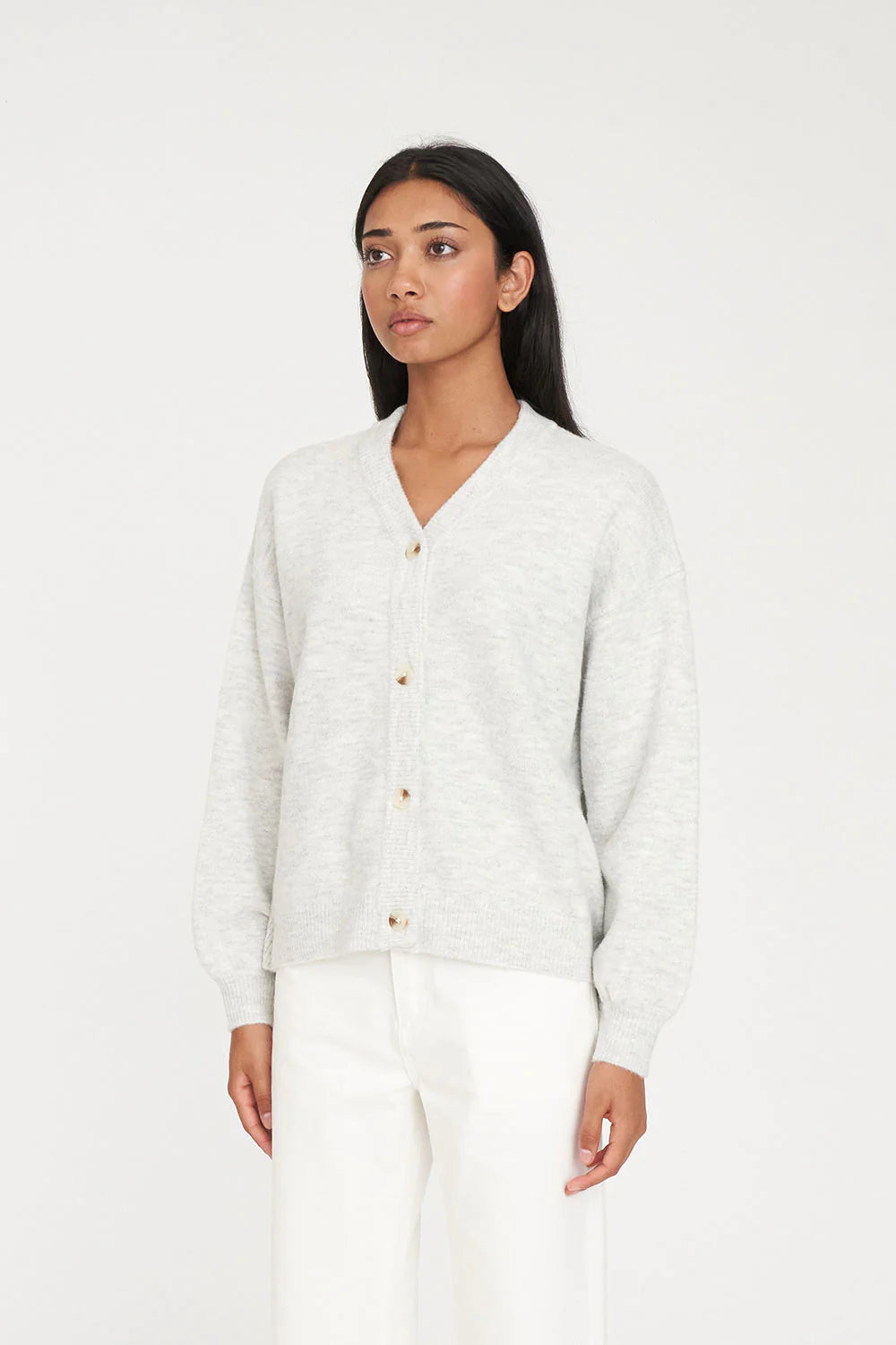 HUFFER KENDALL CARDIGAN - SILVER MARLE - THE VOGUE STORE