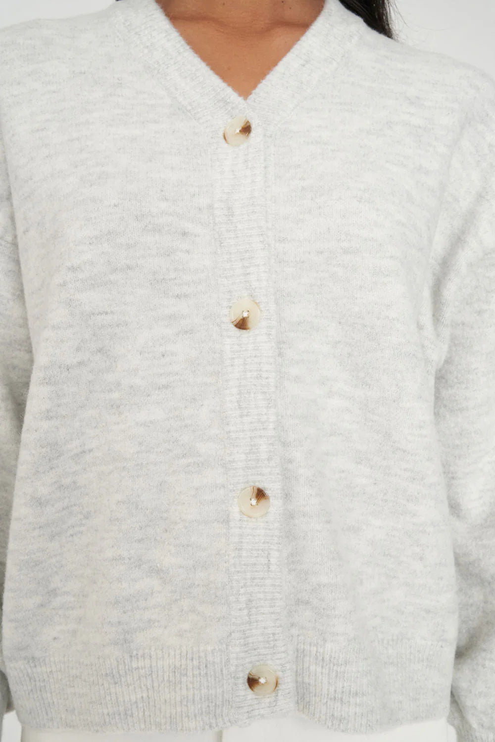 HUFFER KENDALL CARDIGAN - SILVER MARLE - THE VOGUE STORE