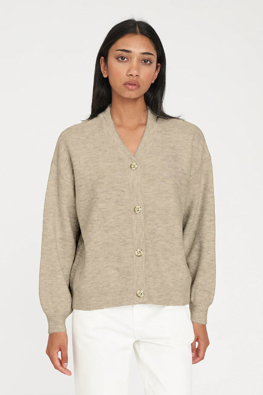 HUFFER KENDALL CARDIGAN - OAT MARLE - THE VOGUE STORE