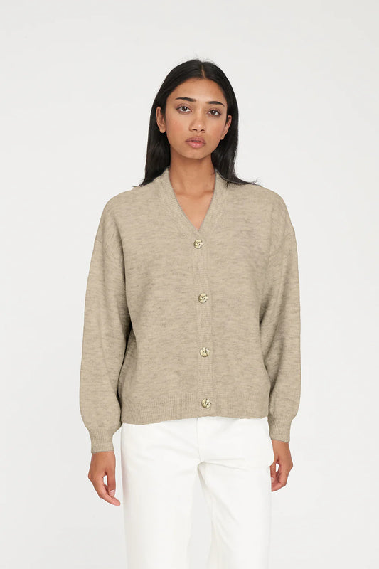 HUFFER KENDALL CARDIGAN - OAT MARLE - THE VOGUE STORE