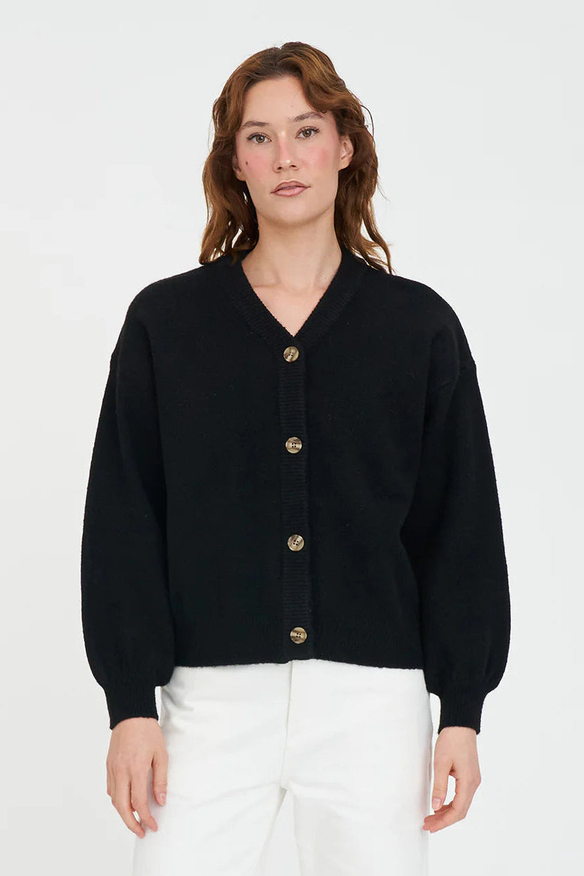 HUFFER KENDALL CARDIGAN - BLACK - THE VOGUE STORE