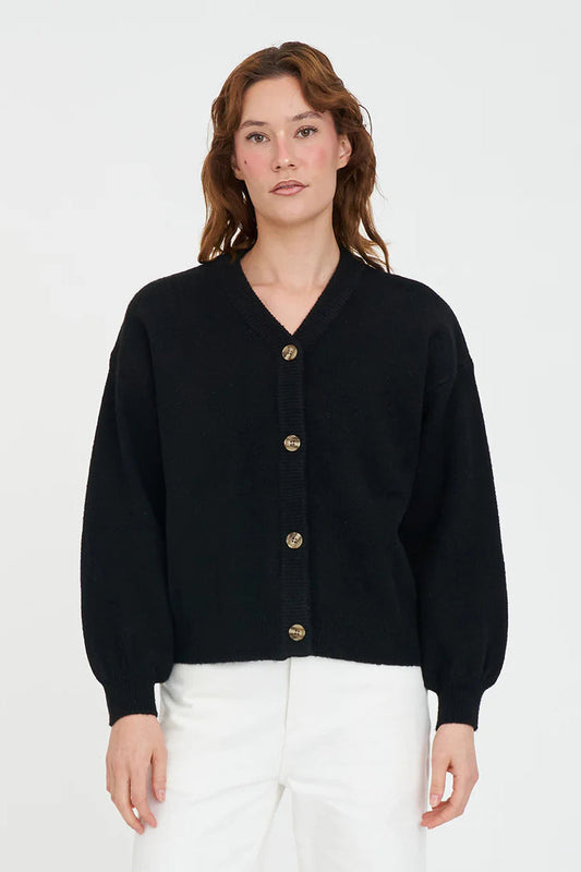 HUFFER KENDALL CARDIGAN - BLACK - THE VOGUE STORE
