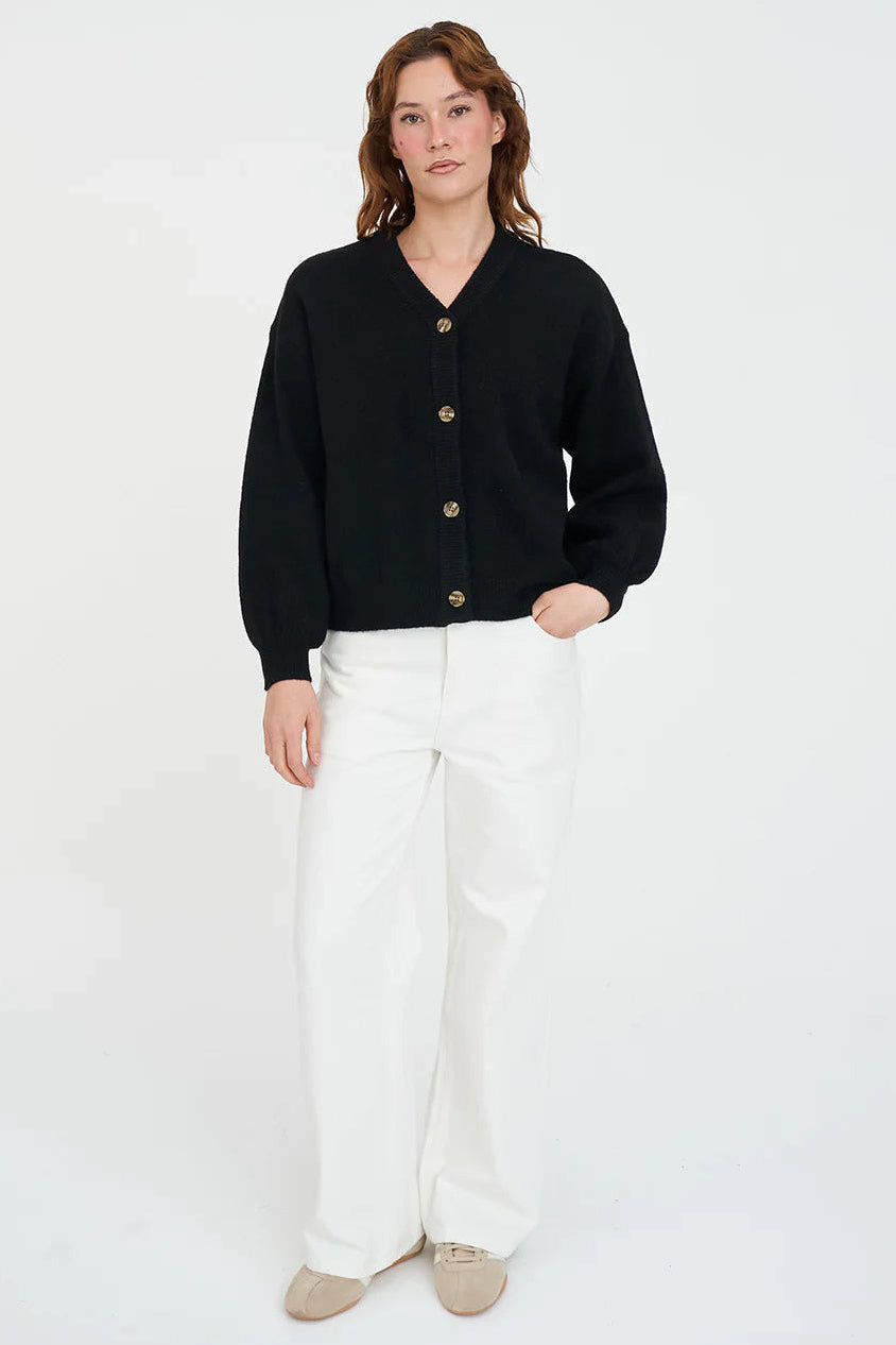 HUFFER KENDALL CARDIGAN - BLACK - THE VOGUE STORE