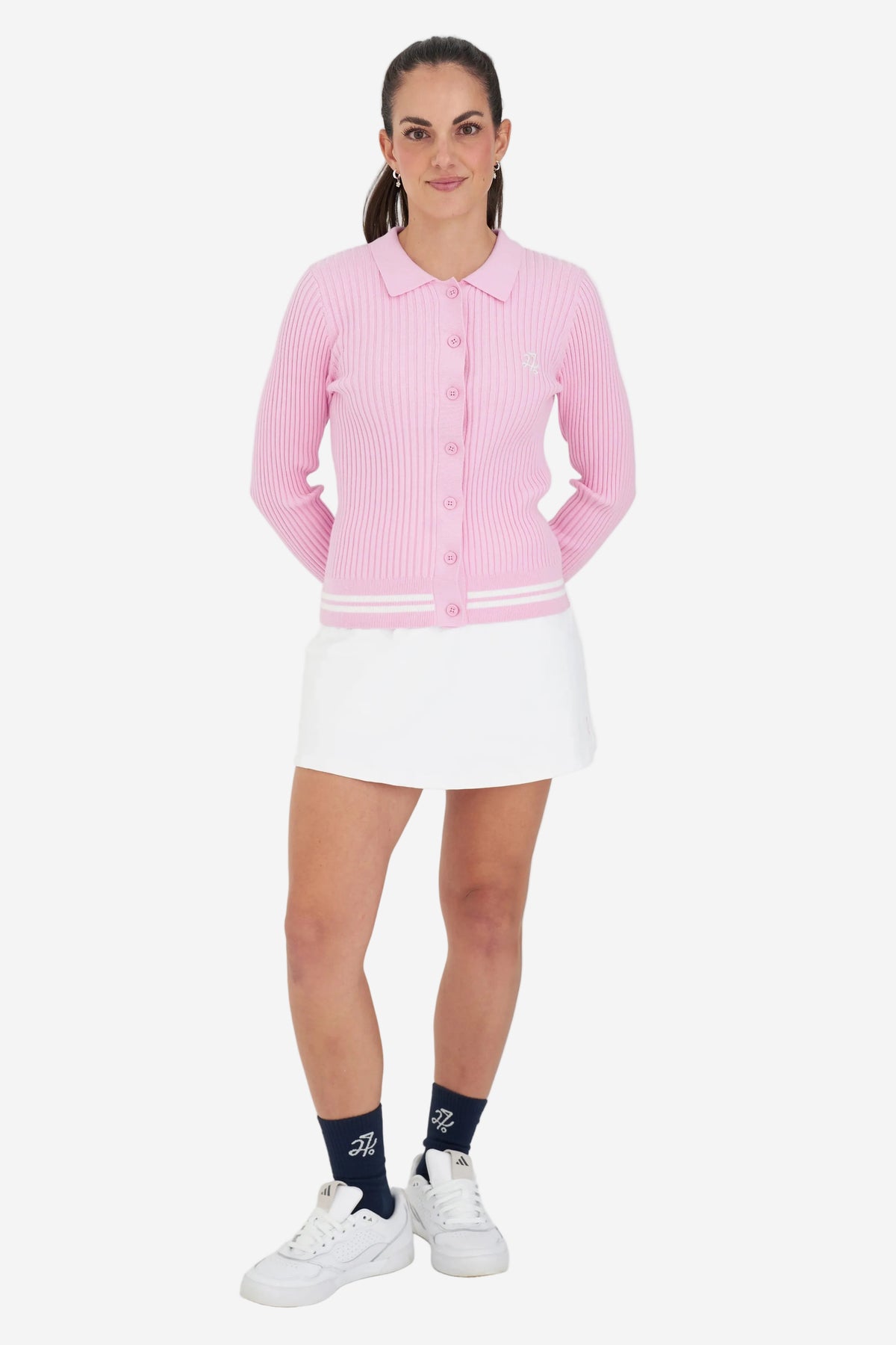 HUFFER FIELDS RIB CARDIGAN - CAMELLIA - THE VOGUE STORE