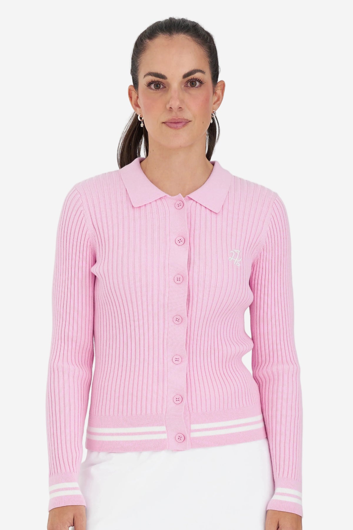 HUFFER FIELDS RIB CARDIGAN - CAMELLIA - THE VOGUE STORE