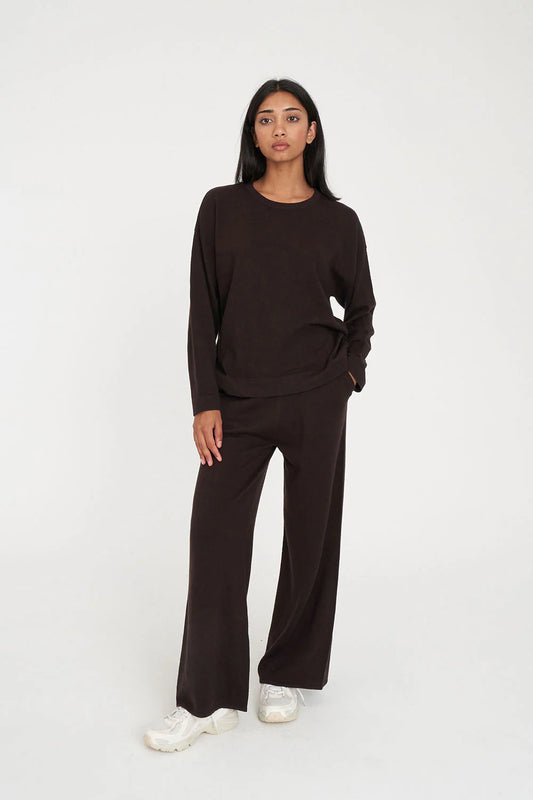 HUFFER MERINO LOUNGE PANT - CHESTNUT - THE VOGUE STORE