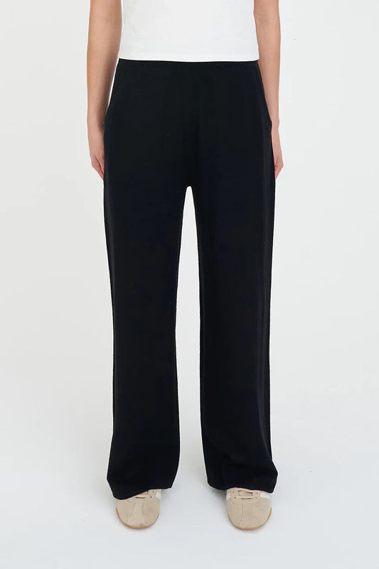 HUFFER MERINO LOUNGE PANT - BLACK - THE VOGUE STORE