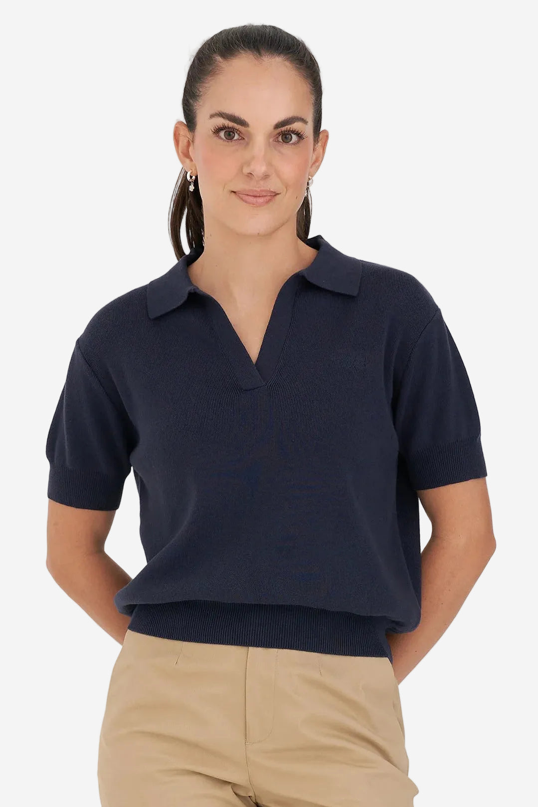HUFFER CLASSIC SS KNIT POLO - NAVY - THE VOGUE STORE