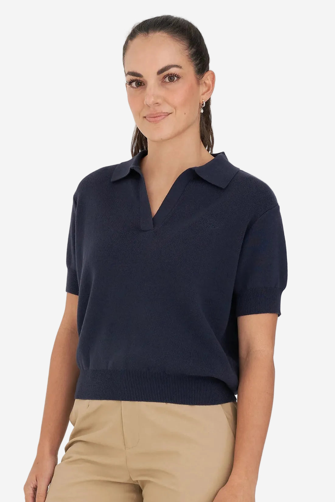 HUFFER CLASSIC SS KNIT POLO - NAVY - THE VOGUE STORE