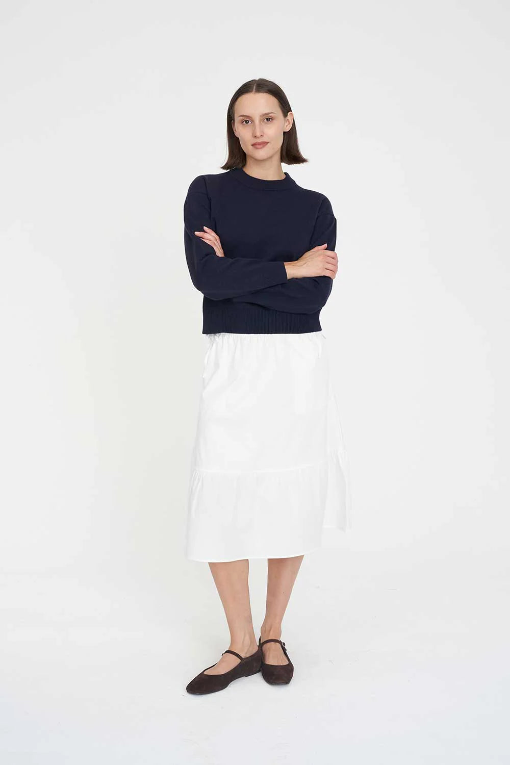 HUFFER CLASSIC KNIT CREW - NAVY - THE VOGUE STORE