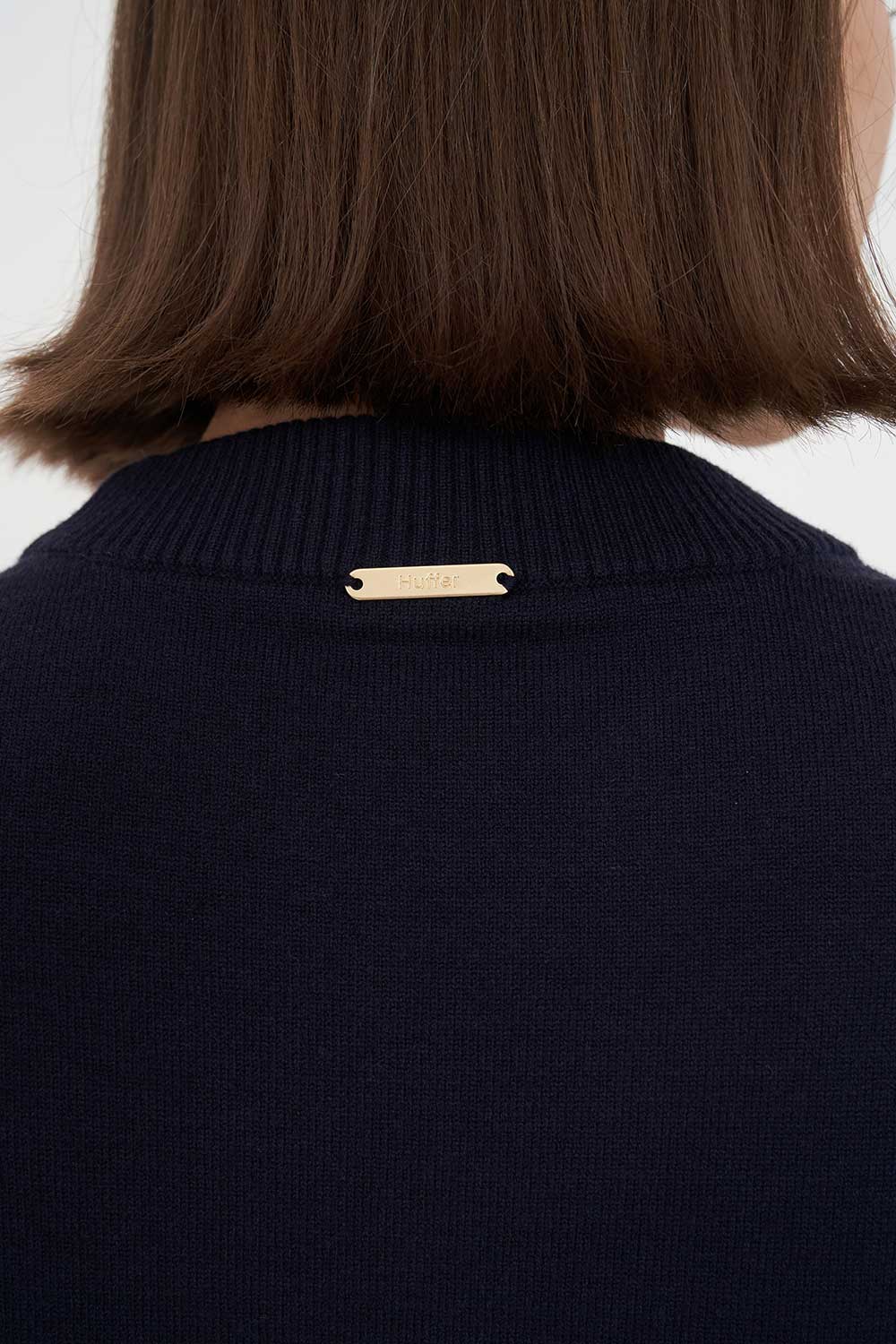HUFFER CLASSIC KNIT CREW - NAVY - THE VOGUE STORE