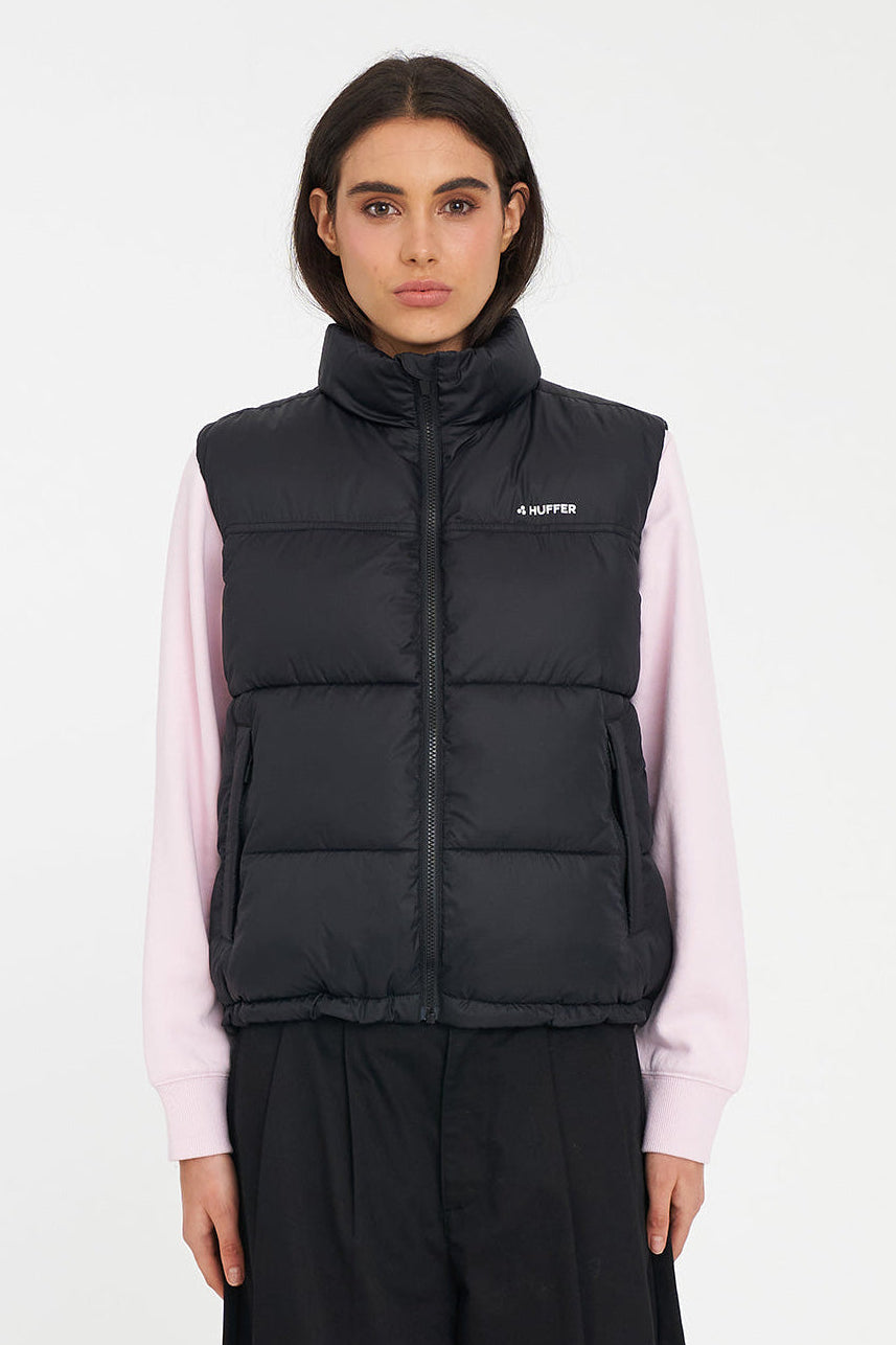 HUFFER WOMENS RIDER PUFFER VEST - BLACK - THE VOGUE STORE