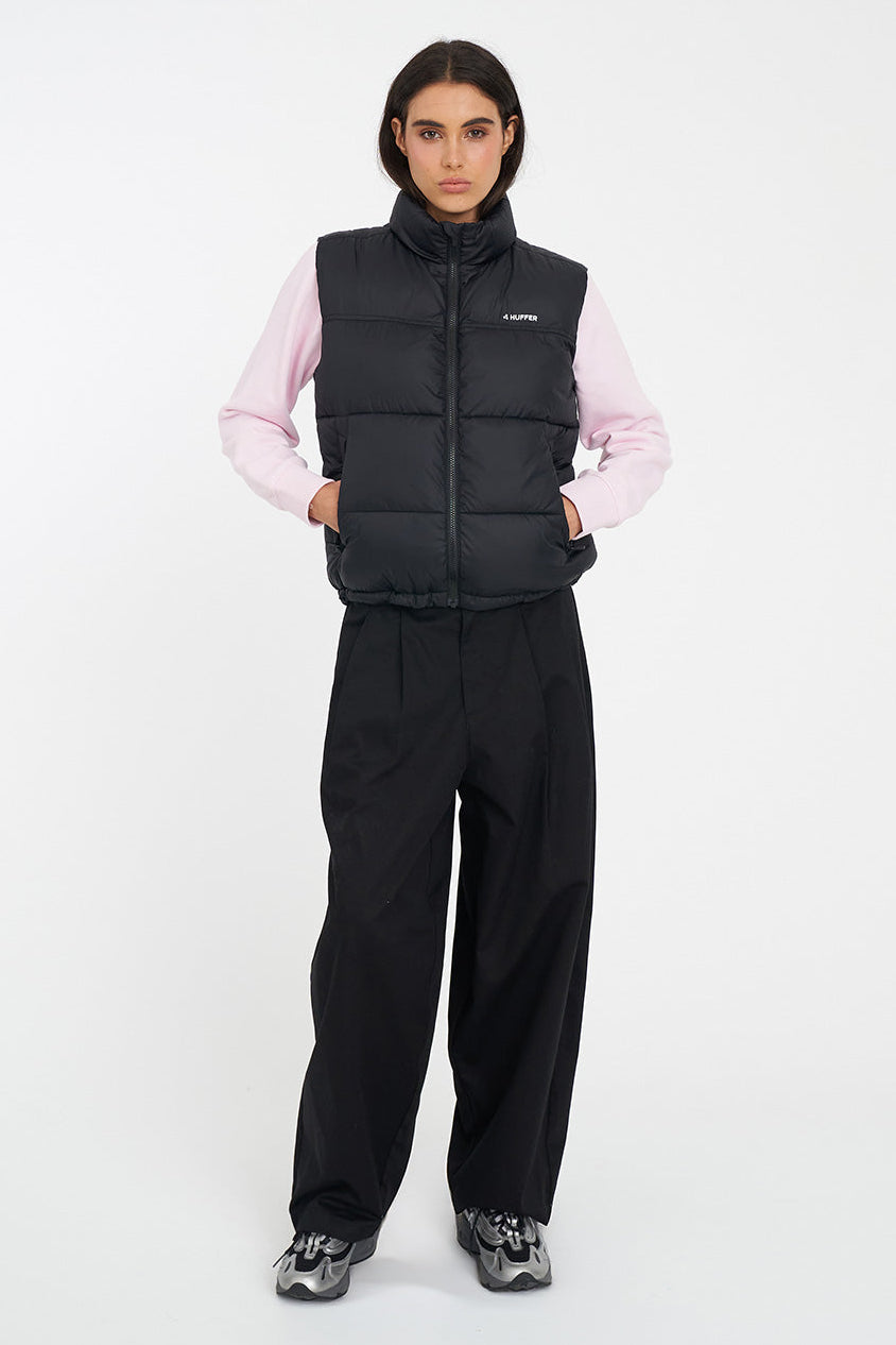 HUFFER WOMENS RIDER PUFFER VEST - BLACK - THE VOGUE STORE