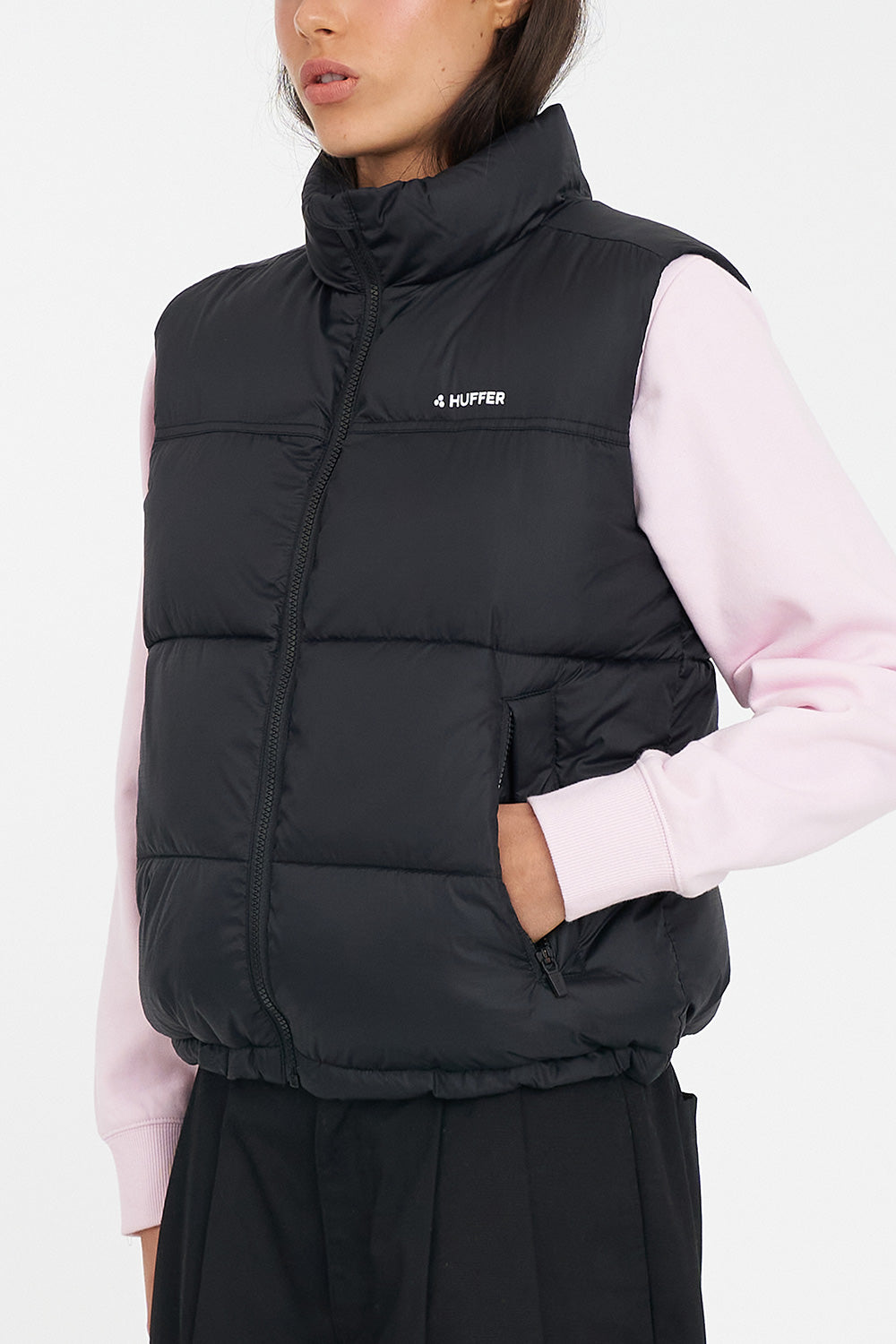 HUFFER WOMENS RIDER PUFFER VEST - BLACK - THE VOGUE STORE