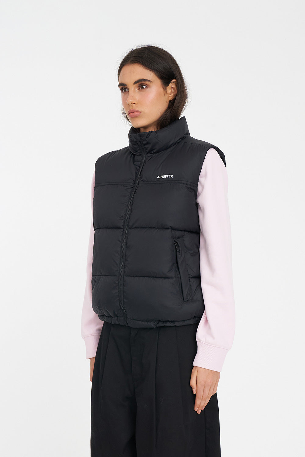 HUFFER WOMENS RIDER PUFFER VEST - BLACK - THE VOGUE STORE