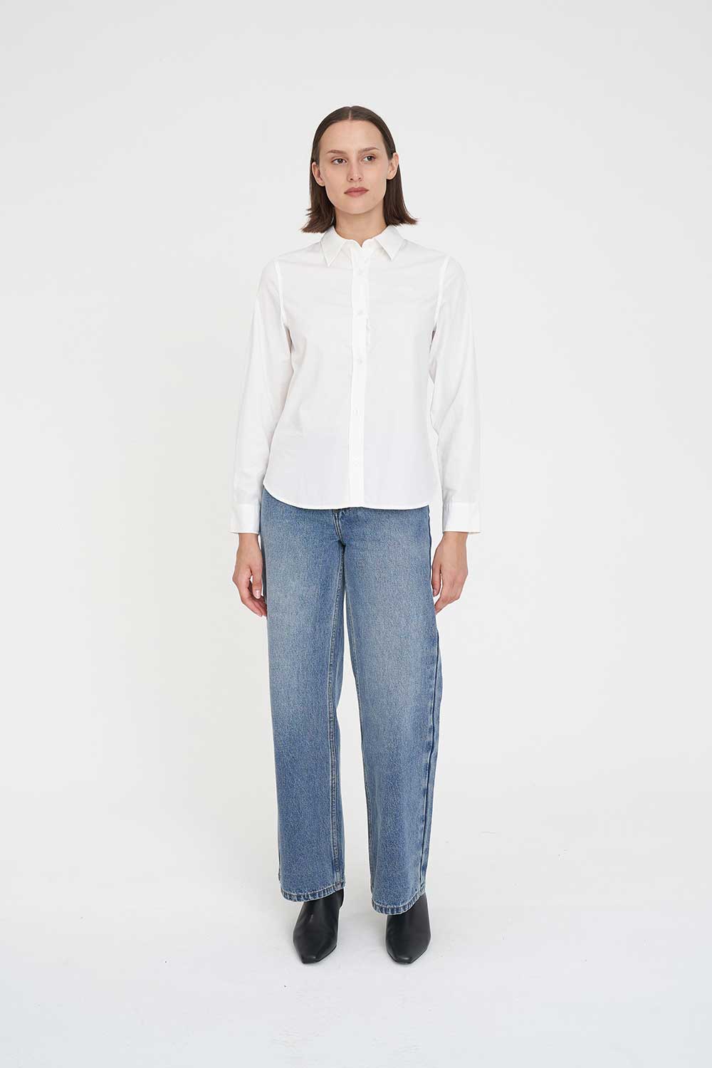 HUFFER CLASSIC BUTTON UP SHIRT - WHITE - THE VOGUE STORE