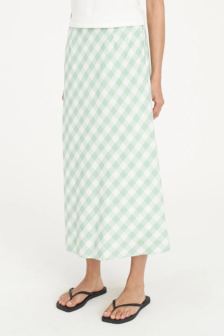 HUFFER CELINE LILA MIDI SKIRT - MATCHA/CHALK - THE VOGUE STORE