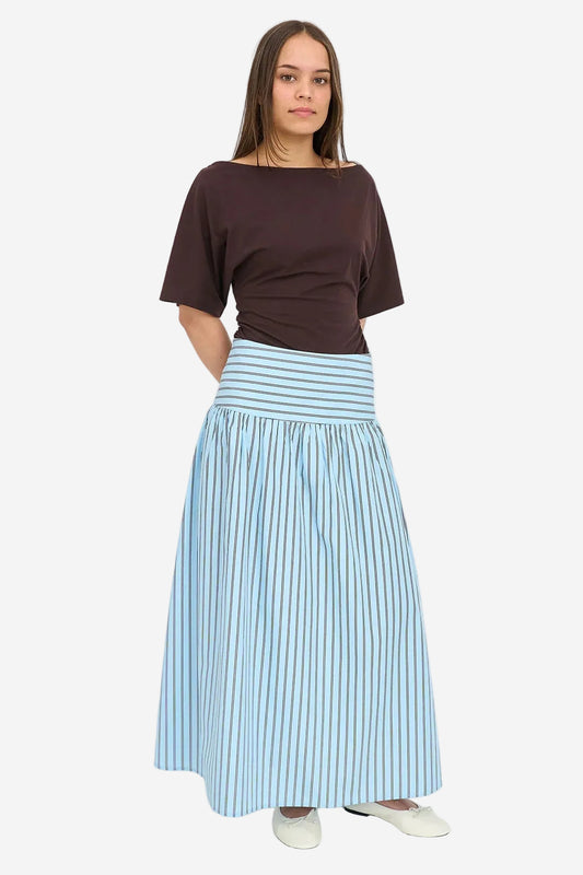 HUFFER STRIPE ASHTON SKIRT - BAY BLUE - THE VOGUE STORE