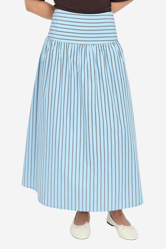 HUFFER STRIPE ASHTON SKIRT - BAY BLUE - THE VOGUE STORE
