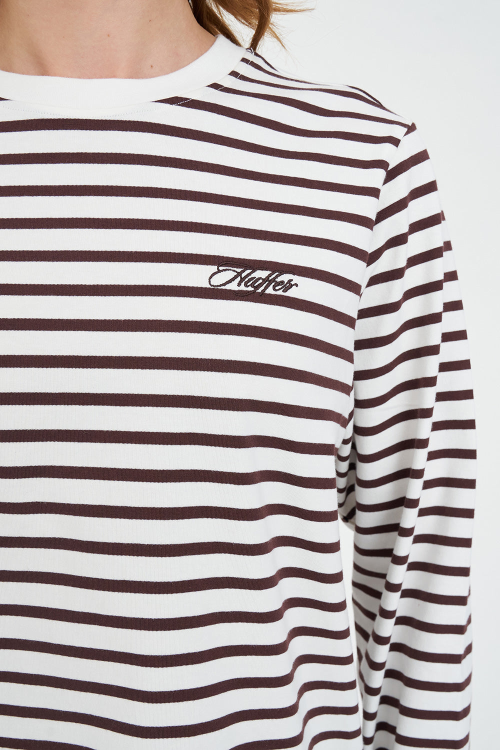 HUFFER OUI OUI LS RELAX TEE - CHESTNUT/CHALK - THE VOGUE STORE