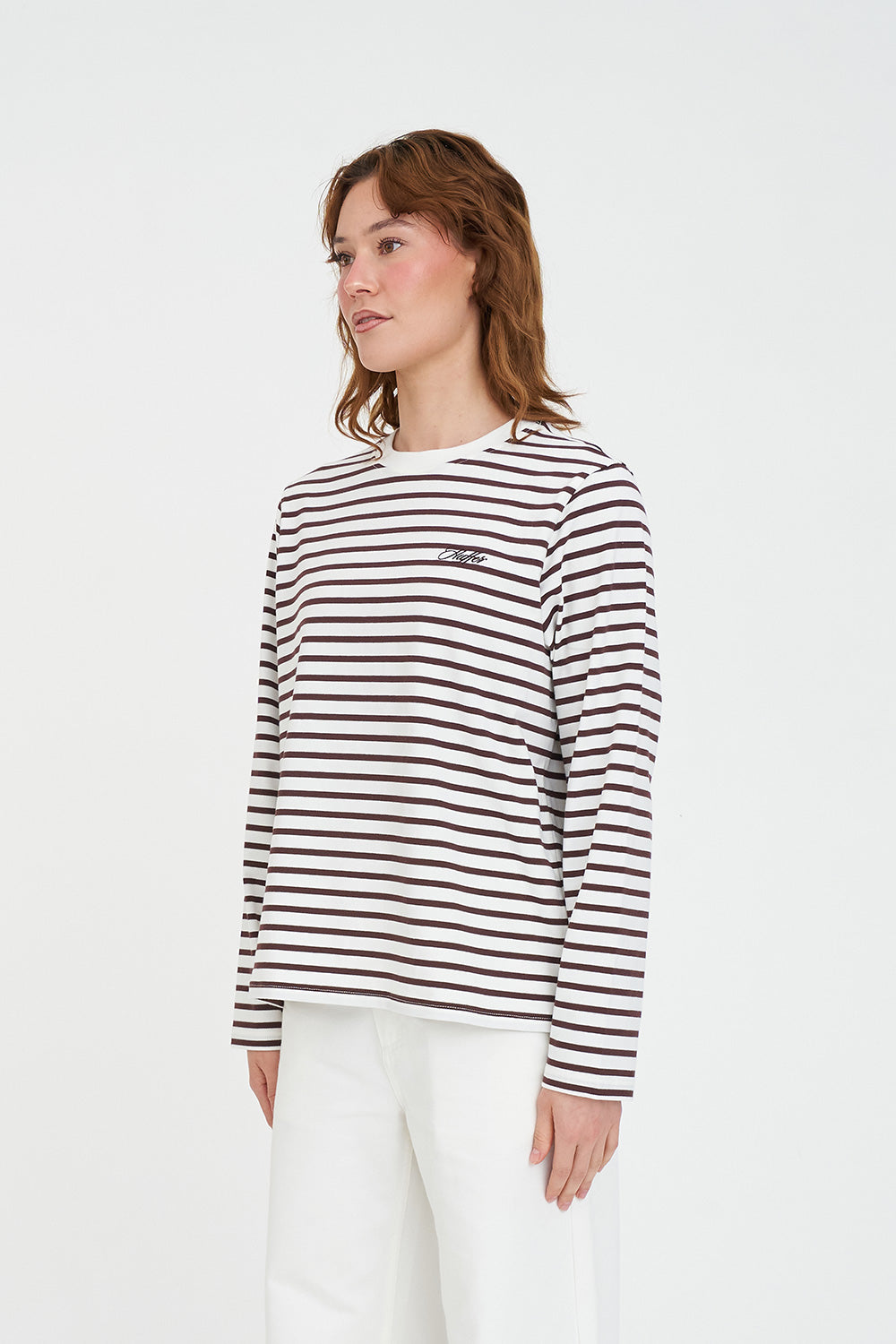 HUFFER OUI OUI LS RELAX TEE - CHESTNUT/CHALK - THE VOGUE STORE