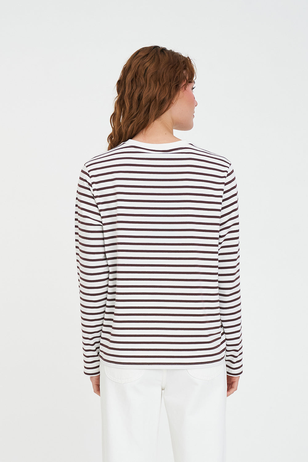 HUFFER OUI OUI LS RELAX TEE - CHESTNUT/CHALK - THE VOGUE STORE
