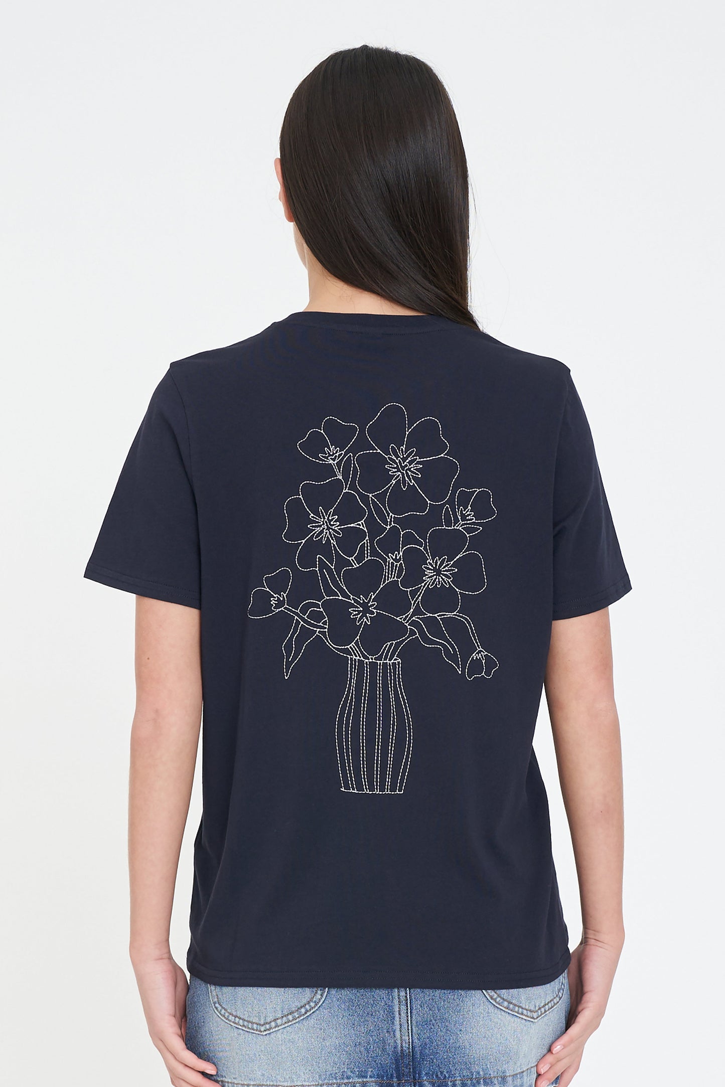 HUFFER CLASSIC TEE 170 - FLORETTE NAVY - THE VOGUE STORE