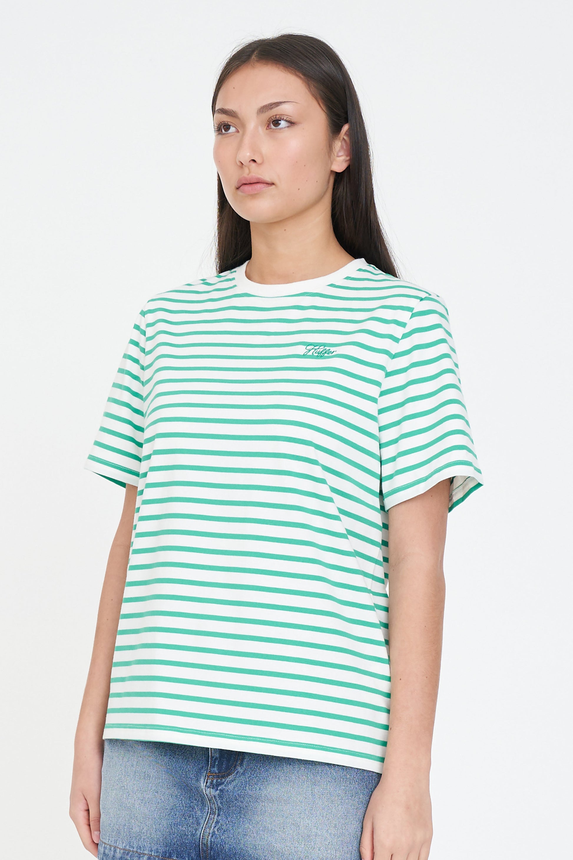 HUFFER OUI OUI CLASSIC TEE - CHALK/MEADOW - THE VOGUE STORE